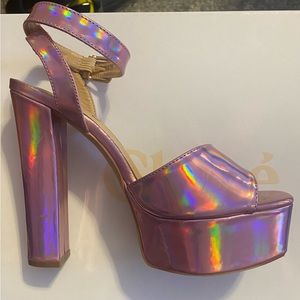 Platform Pink-Iridescent Heels